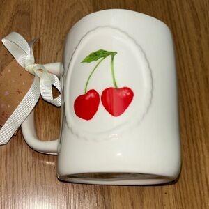 Rae Dunn “ Mon Cherry” Design White Mug NWT